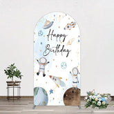 Lofaris Blue White Galaxy Astronaut Birthday Arch Backdrop